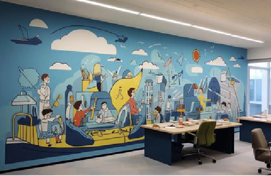 连云港办公室墙绘的特点。